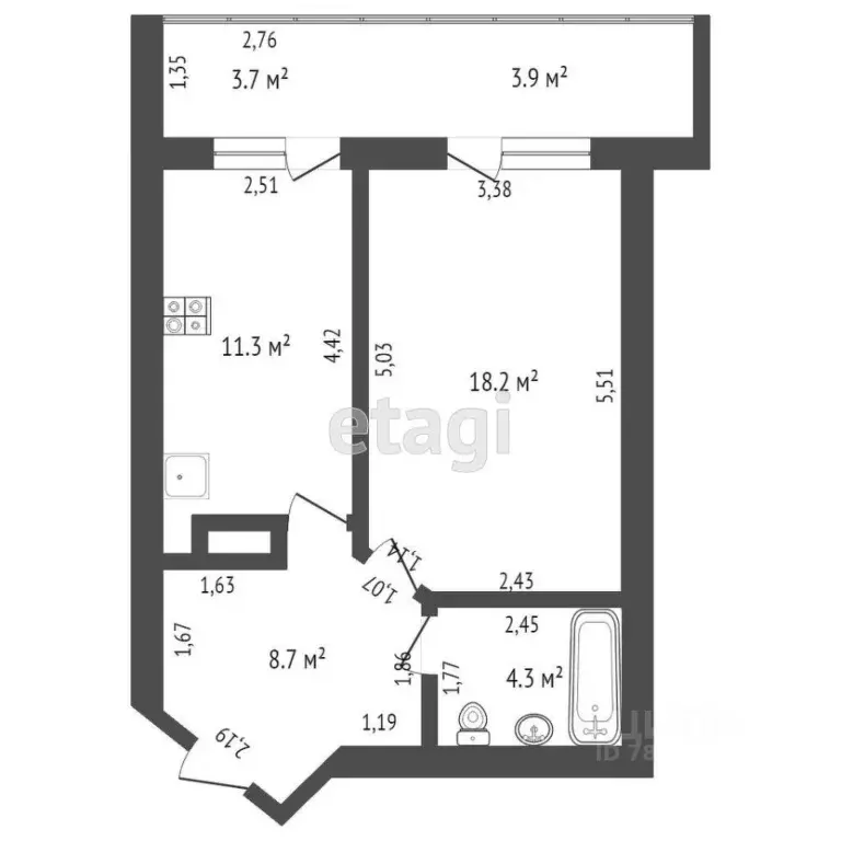 1-к кв. Оренбургская область, Оренбург ул. Диагностики, 9/1 (41.4 м) - Фото 1