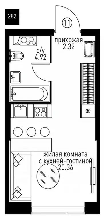 Студия Москва Инноватор жилой комплекс, кА (27.13 м) - Фото 0