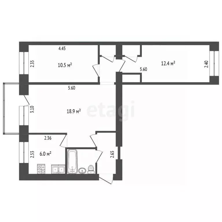 3-к кв. Пермский край, Пермь Можайская ул., 24 (57.0 м) - Фото 2