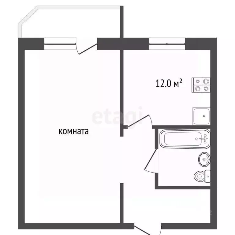 1-к кв. Вологодская область, Вологда Окружное ш., 24А (44.5 м) - Фото 2