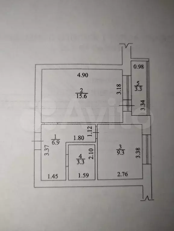 1-к. квартира, 35,1 м, 5/6 эт. - Фото 0