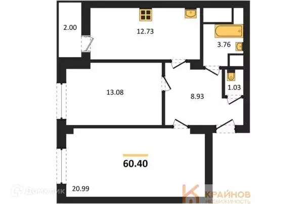 Продаётся 2-к квартира, 60.4 м - Фото 0