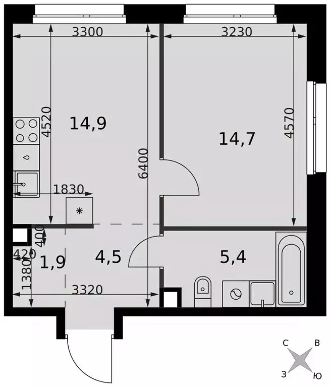 1-к кв. Москва Новоостаповская ул., 6АС1 (41.4 м) - Фото 1