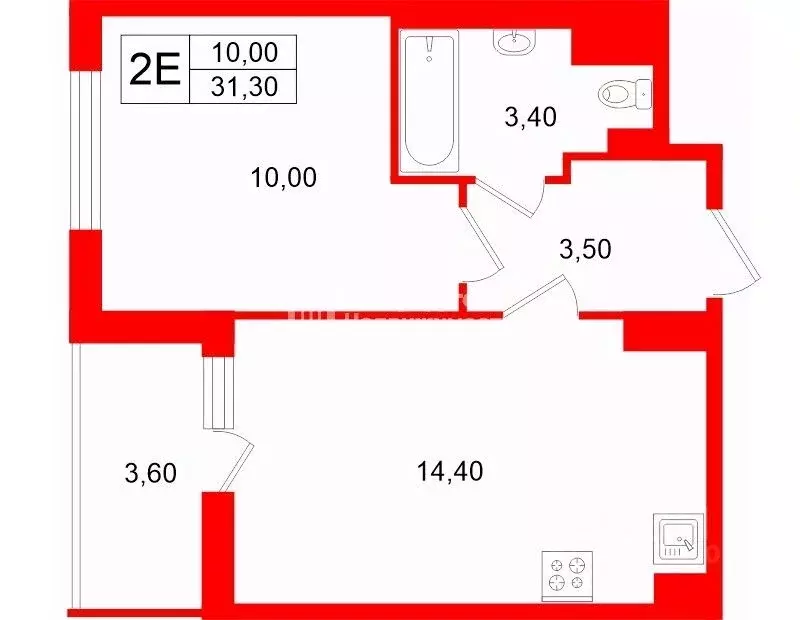 1-к кв. Санкт-Петербург Кузнецовская ул., 58к1 (31.3 м) - Фото 2