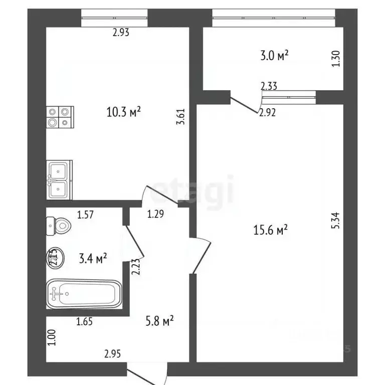 1-к кв. Нижегородская область, Бор Красногорка мкр, 21к2 (35.6 м) - Фото 2