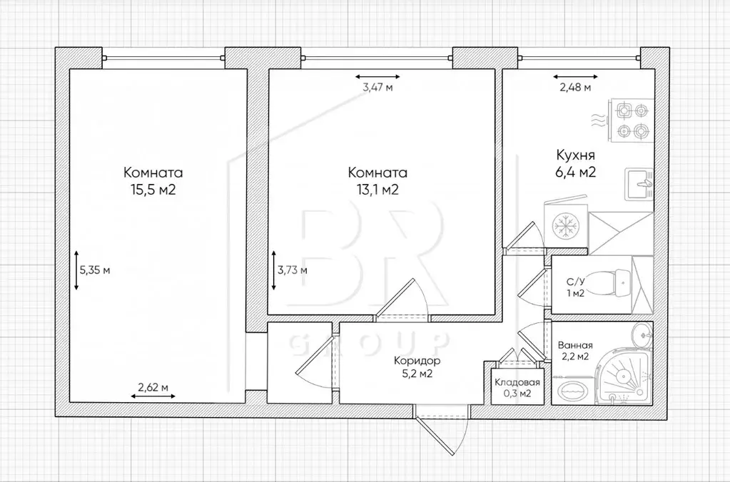 2-к кв. Санкт-Петербург Кондратьевский просп., 83К2 (43.4 м) - Фото 1