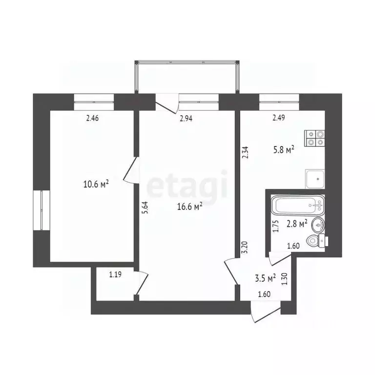 2-к кв. Самарская область, Самара Никитинская ул., 96 (41.5 м) - Фото 2