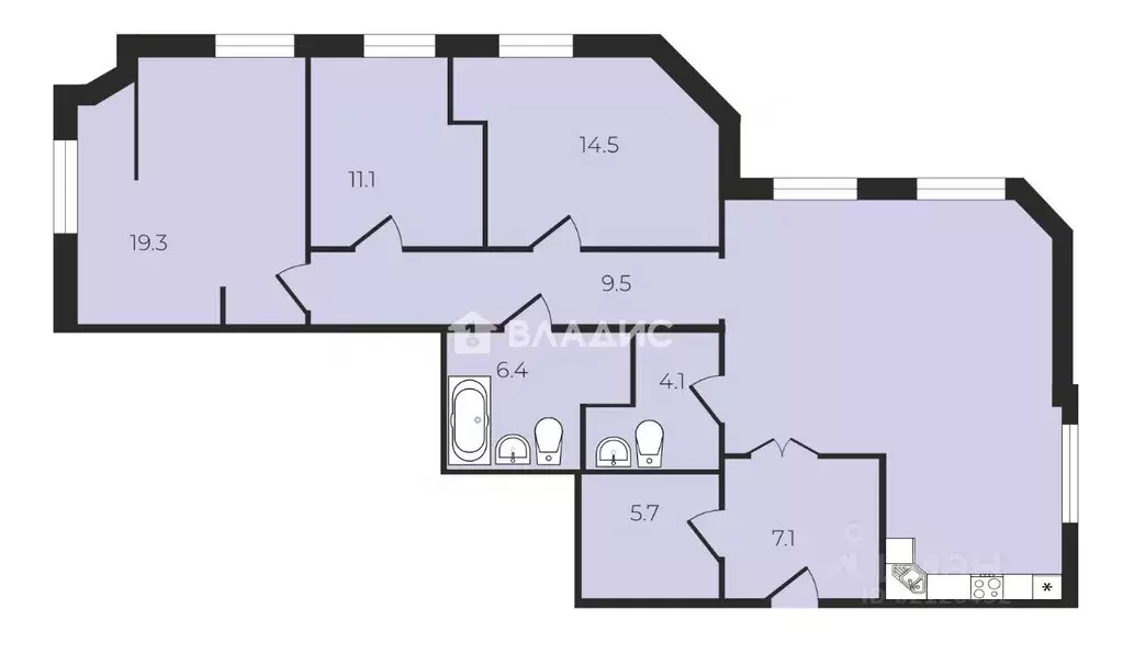 3-к кв. Санкт-Петербург просп. Шаумяна, 14 (119.5 м) - Фото 2