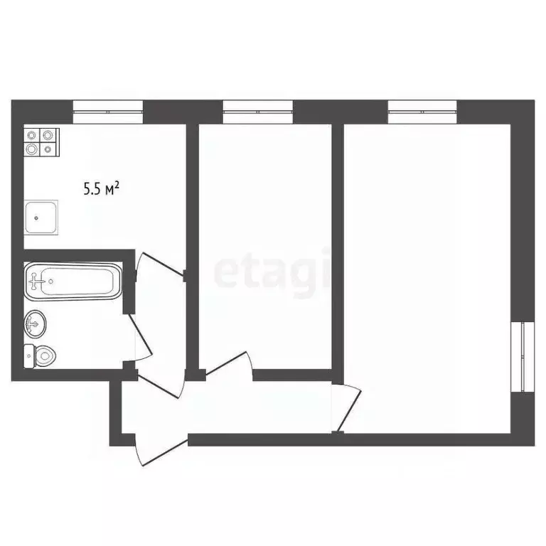 2-к кв. Тюменская область, Тюмень Ямская ул., 108 (42.8 м) - Фото 2