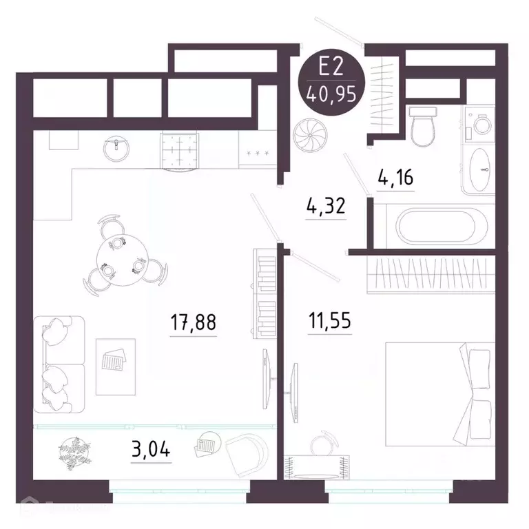 1-к кв. Рязанская область, Рязань Московское ш. (40.95 м) - Фото 1