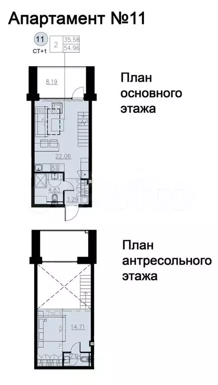 Помещение свободного назначения 54.96м2 - Фото 0