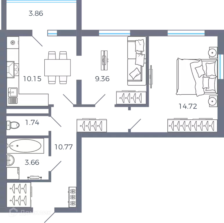 Продаётся 2-к квартира, 52.7 м - Фото 0