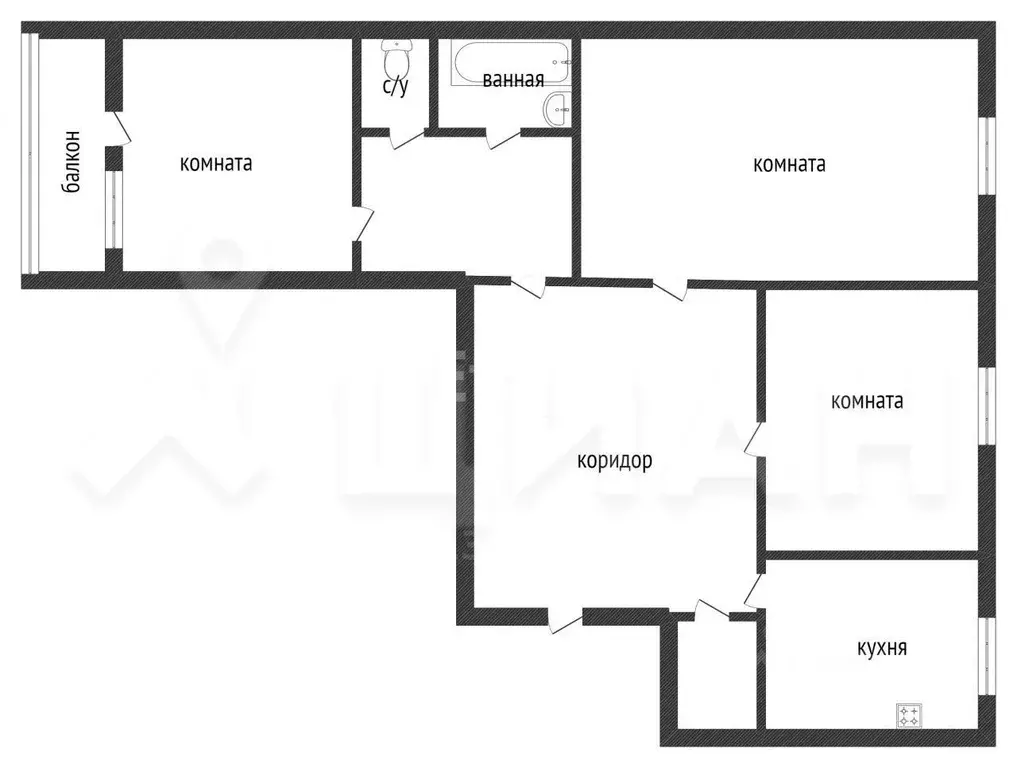3-к кв. Татарстан, Казань ул. Мусина, 70 (66.8 м) - Фото 1