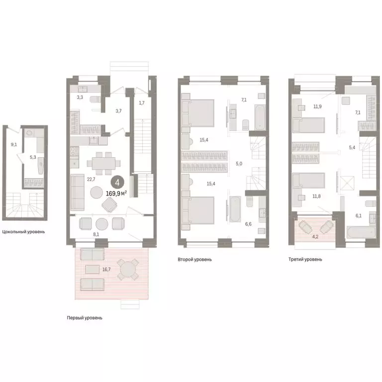 4-комнатная квартира: Тюмень, улица Муравленко, 9/2 (169.86 м) - Фото 1