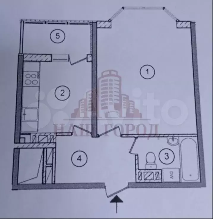 1-к. квартира, 39,5 м, 3/9 эт. - Фото 0