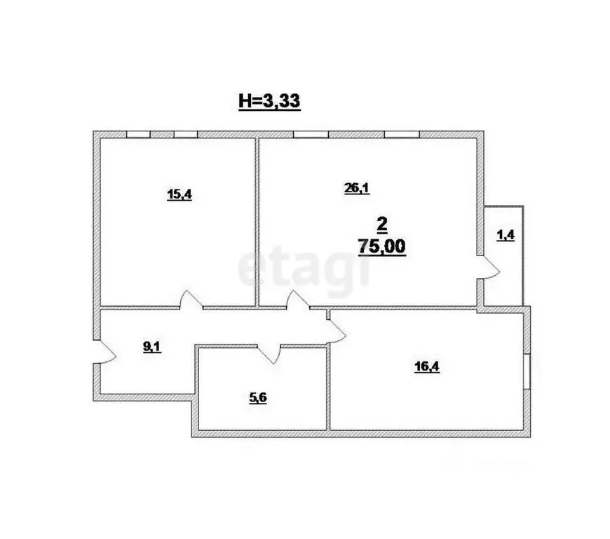 2-комнатная квартира: Калининград, улица Степана Разина, 39А (75 м) - Фото 0