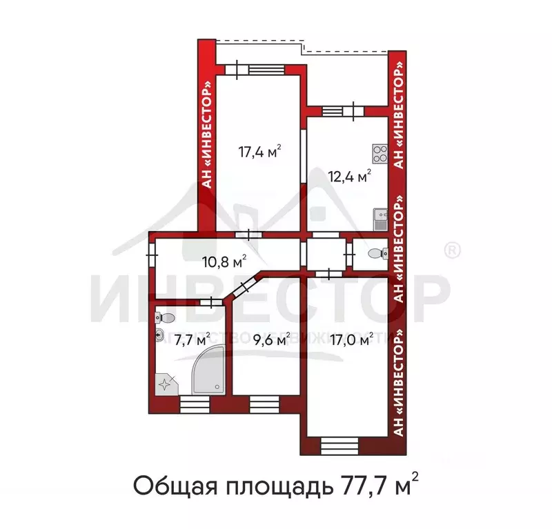 3-к кв. Челябинская область, Челябинск ул. Труда, 5а (77.7 м) - Фото 1