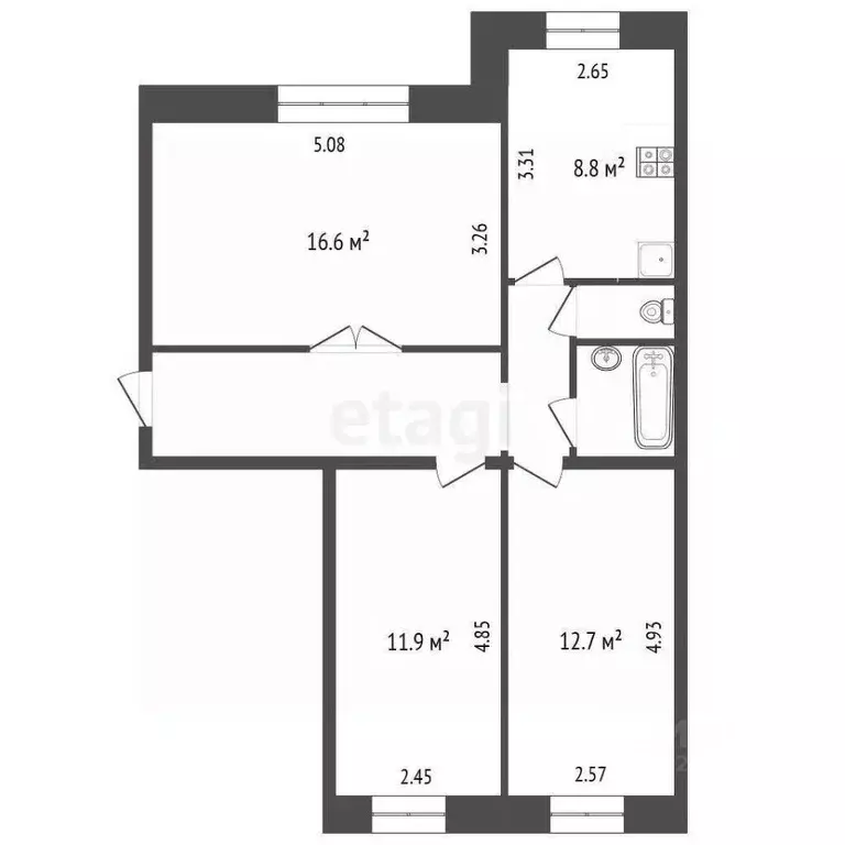 3-к кв. Вологодская область, Вологда Фрязиновская ул., 26Б (63.9 м) - Фото 2