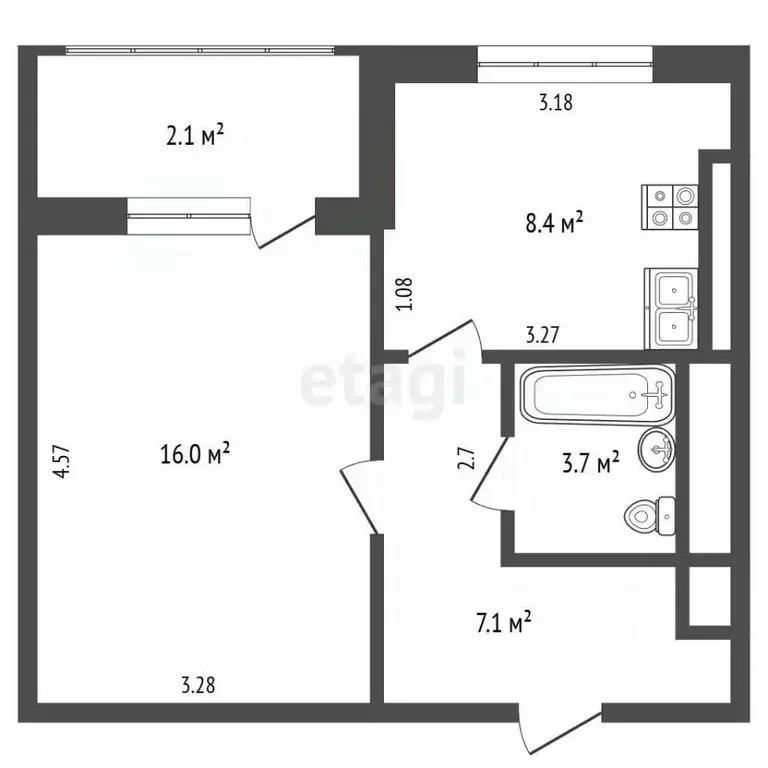 1-к кв. Ямало-Ненецкий АО, Новый Уренгой Тундровый мкр, 3 (34.7 м) - Фото 2