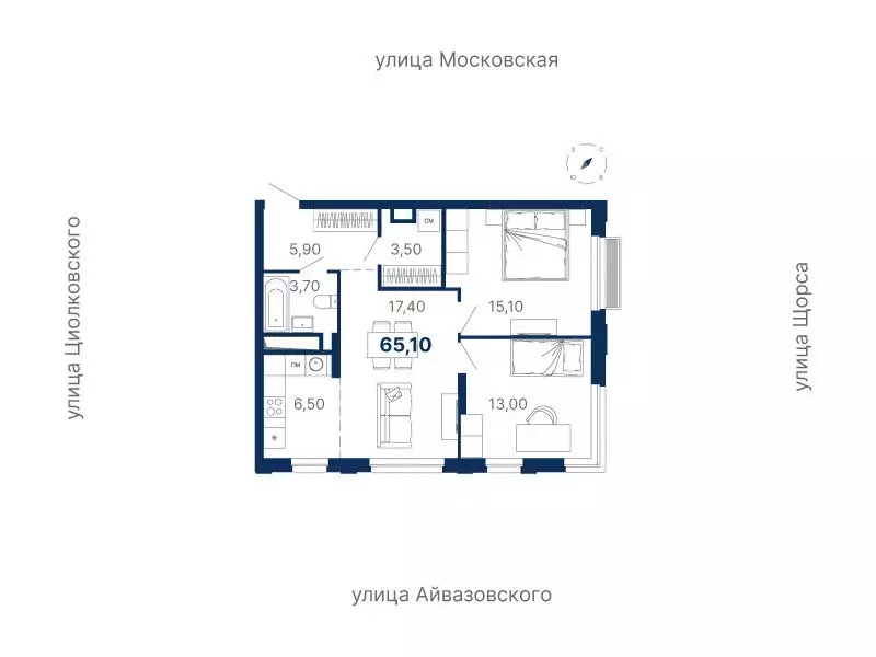 2-комнатная квартира: Екатеринбург, Московская улица, 249/2 (65.1 м) - Фото 0