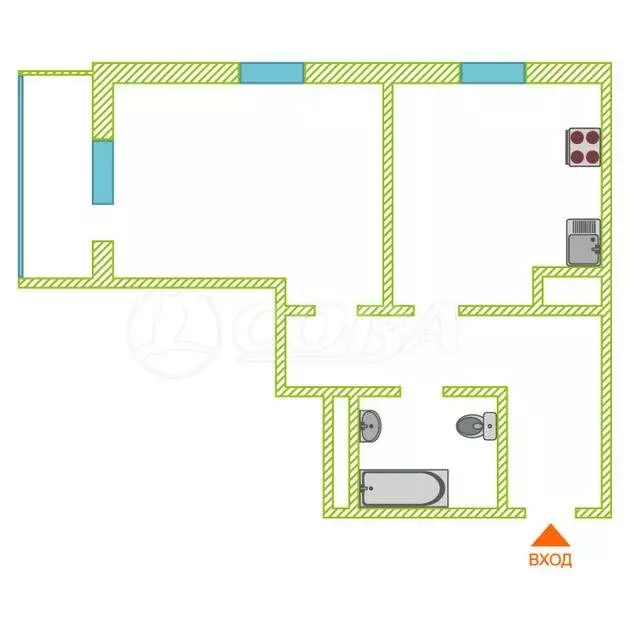 1-комнатная квартира: Тобольск, 15-й микрорайон, 16 (30.4 м) - Фото 1