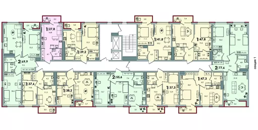 1-к кв. Тверская область, Тверь Южный жилой комплекс (47.3 м) - Фото 2