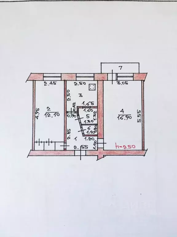2-к кв. Чувашия, Чебоксары ул. Энтузиастов, 9 (45.0 м) - Фото 1