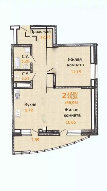2-комнатная квартира: Воронеж, улица Хользунова, 38 (56.5 м) - Фото 1