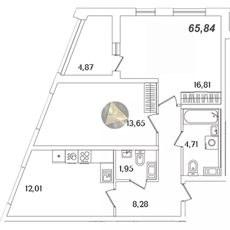 2-к кв. Санкт-Петербург Октябрьская наб., 120 (65.84 м) - Фото 2