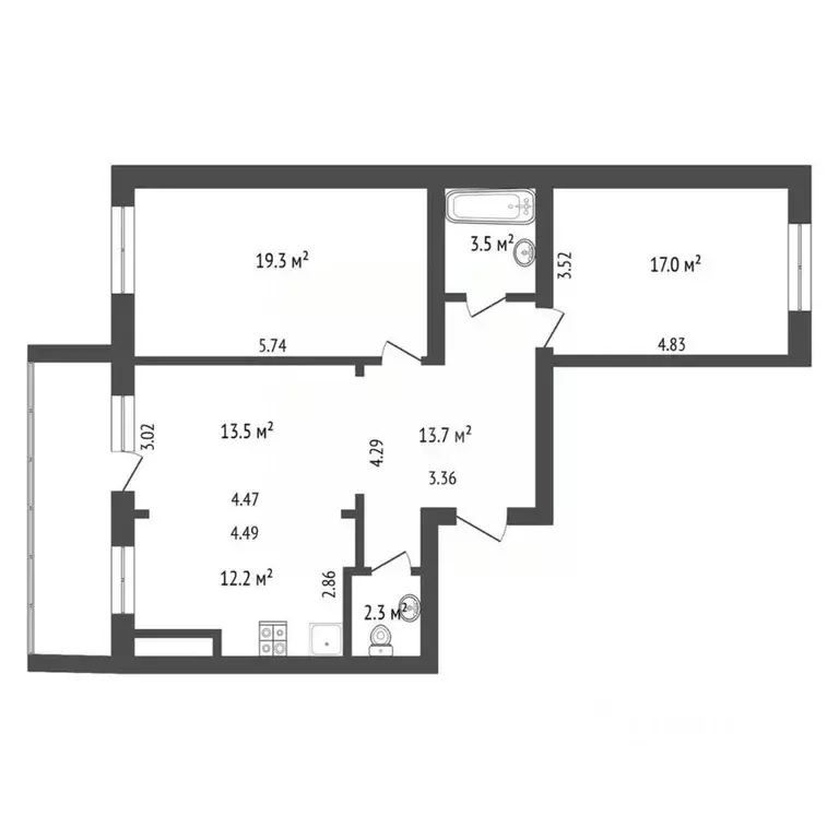 3-к кв. Калужская область, Калуга ул. Георгия Димитрова, 16 (81.5 м) - Фото 1