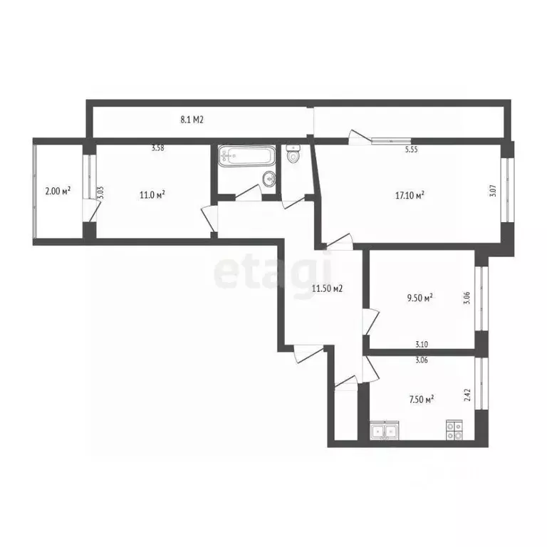 3-к кв. Псковская область, Псков Юбилейная ул., 44 (80.0 м) - Фото 0