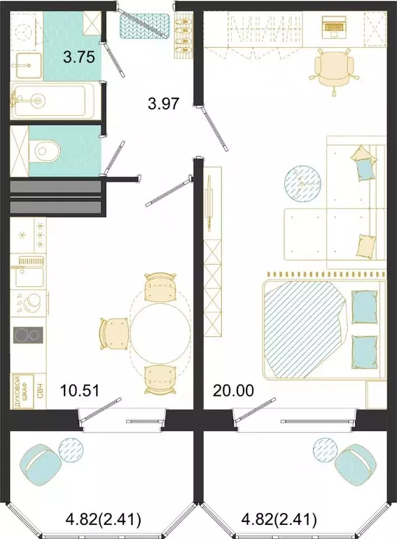 1-к кв. Московская область, Домодедово ул. Текстильщиков, 45 (43.05 м) - Фото 1