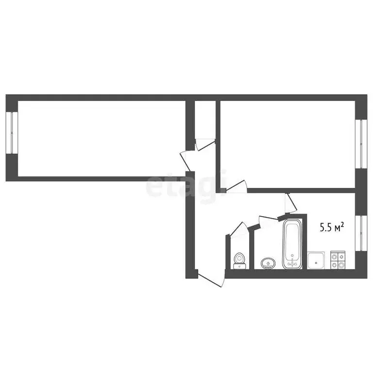 2-комнатная квартира: Чита, Новобульварная улица, 4 (45 м) - Фото 1