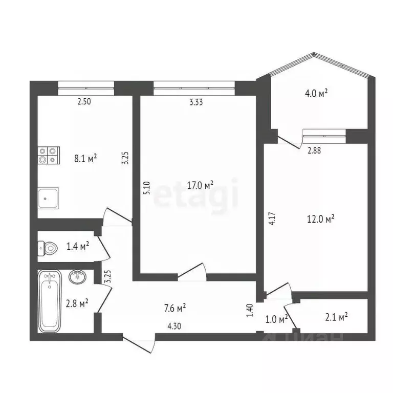 2-к кв. Ростовская область, Ростов-на-Дону просп. Королева, 25А (52.5 ... - Фото 1