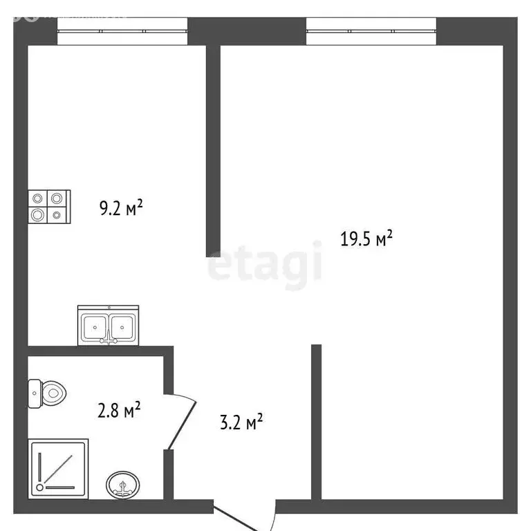 Квартира-студия: Крымск, улица Комарова, 42А (34.8 м) - Фото 1
