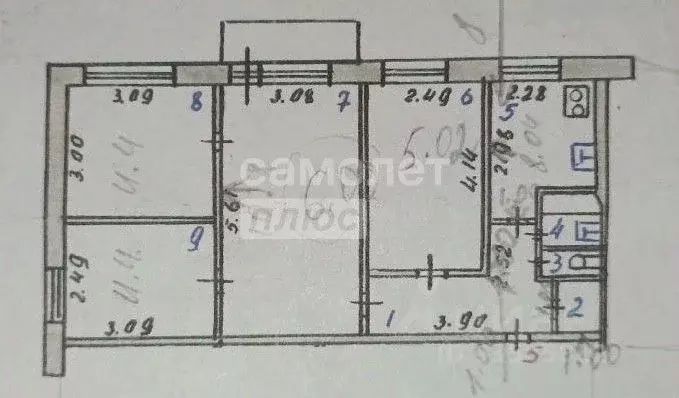 4-к кв. Курская область, Курск пер. 1-й Аэродромный, 8 (60.9 м) - Фото 2