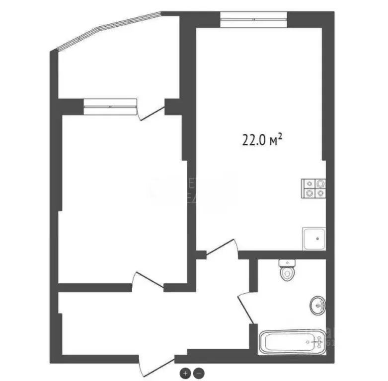 1-к кв. Тюменская область, Тюмень ул. Федюнинского, 58к2 (50.3 м) - Фото 1