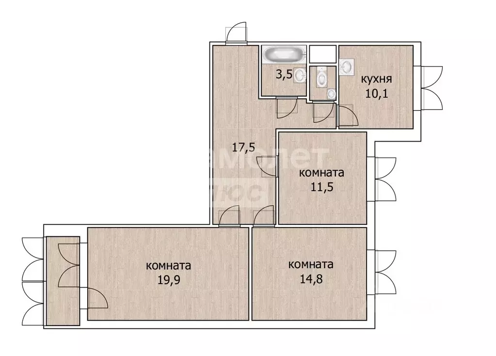 3-к кв. Московская область, Мытищи ул. Борисовка, 20 (78.6 м) - Фото 2