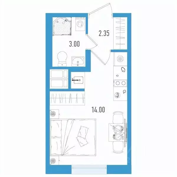 Студия Санкт-Петербург дор. Муринская, 67 (19.35 м) - Фото 0