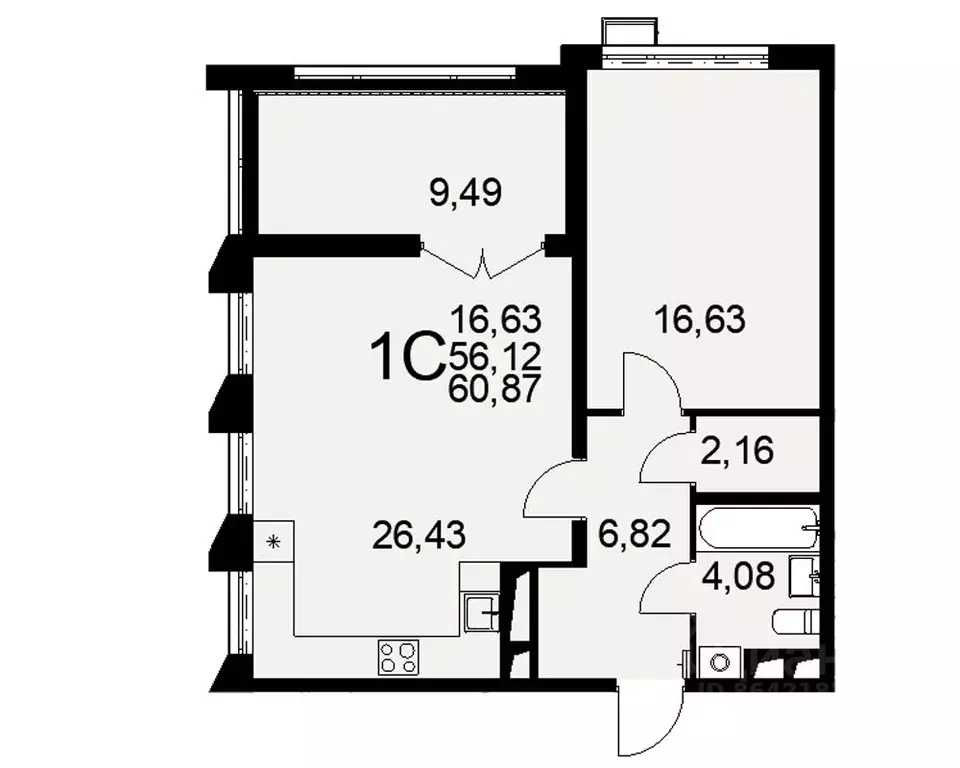 1-к кв. Тульская область, Тула Путейская ул., 11 (60.87 м) - Фото 0