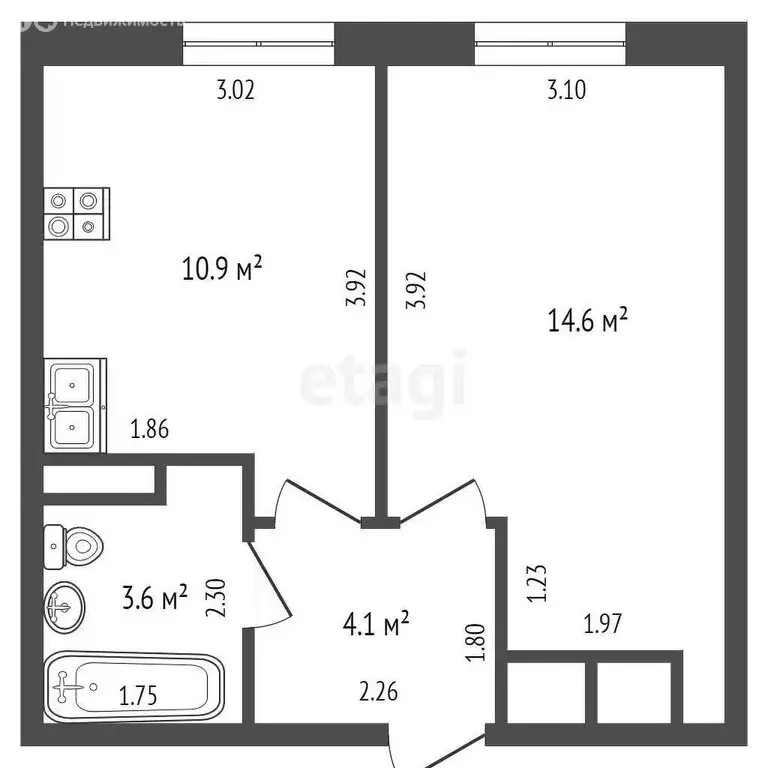 1-комнатная квартира: аул Новая Адыгея, Береговая улица, 1к9 (33.2 м) - Фото 1