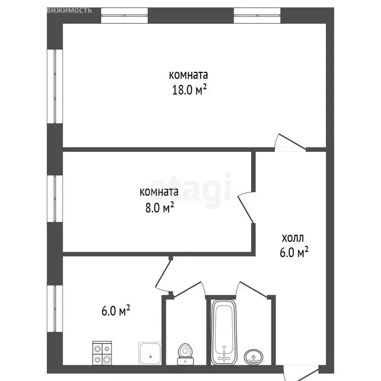 2-комнатная квартира: Пущино, микрорайон Г, 13 (42 м) - Фото 1
