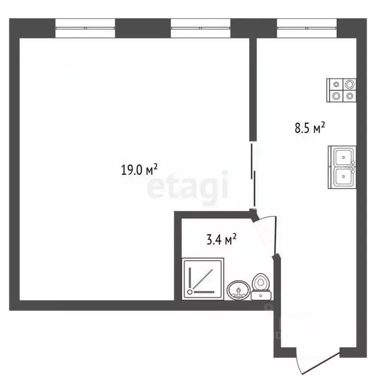 1-к кв. Севастополь пос. Любимовка, ул. Софьи Перовской, 46 (30.9 м) - Фото 2
