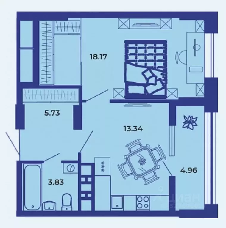 1-к кв. Брянская область, Брянск ул. Комарова, 47 (45.8 м) - Фото 1