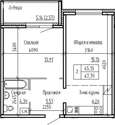 2-комнатная квартира: посёлок Элитный, Венская улица, 12 (45.13 м) - Фото 0