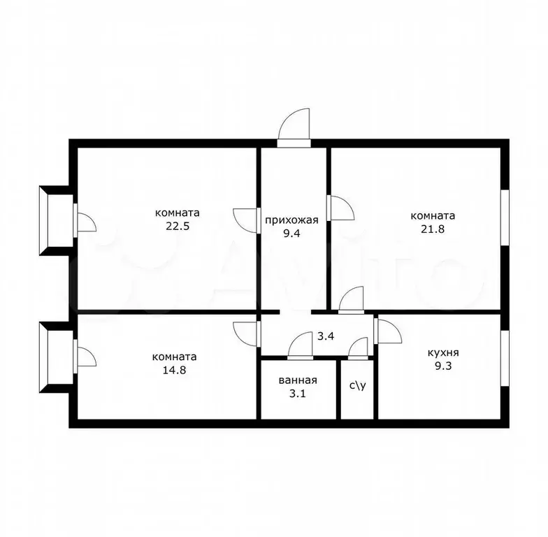 3-к. квартира, 86 м, 2/3 эт. - Фото 0