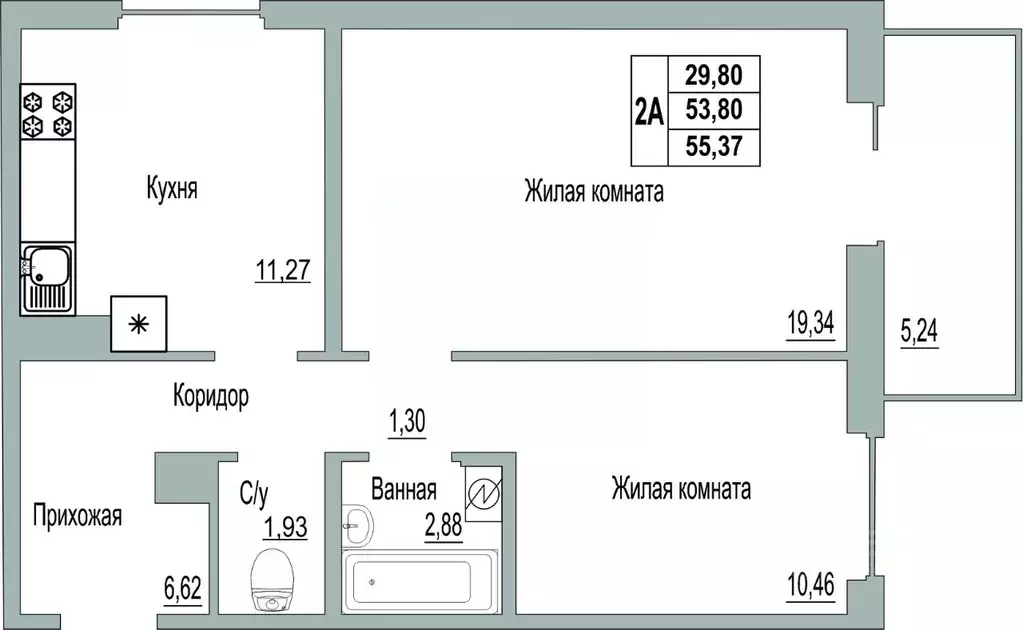 2-к кв. Псковская область, Псков Линейная ул., 85 (55.37 м) - Фото 0