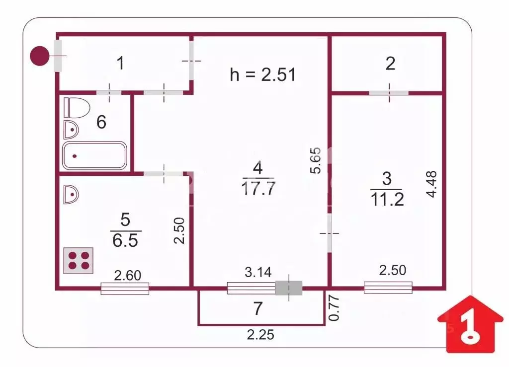 2-к кв. Омская область, Омск Городок Нефтяников мкр, ул. Энтузиастов, ... - Фото 2