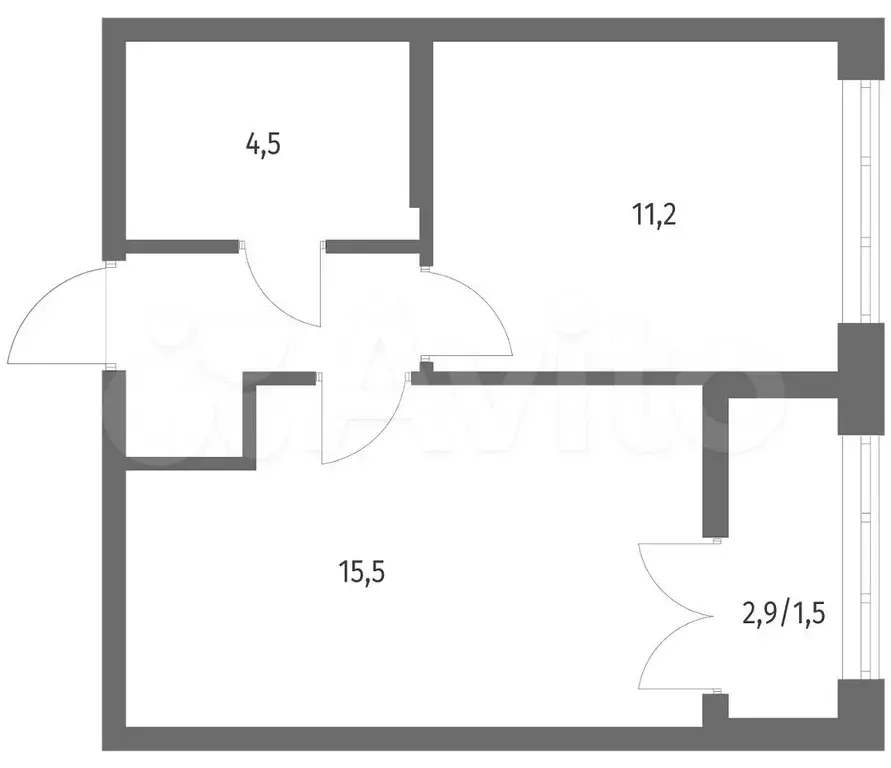 1-к. квартира, 36,6 м, 4/9 эт. - Фото 1