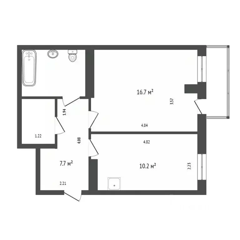 1-к кв. Красноярский край, Красноярск ул. Алексеева, 39 (41.4 м) - Фото 2